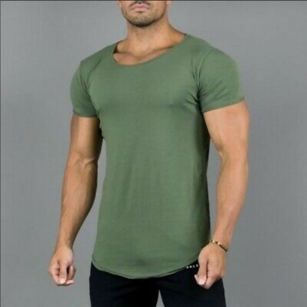 ALPHALETE Olive Green Scoop Neck T-Shirt